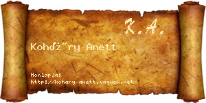 Koháry Anett névjegykártya