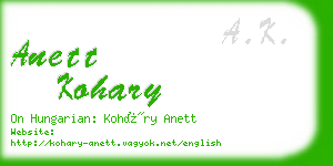 anett kohary business card